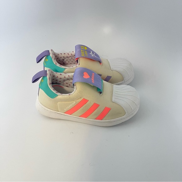Adidas Superstar 360 Kids 19 Ecru Tint/ Acid Red/ Semi Mint Rush - Picture 2 of 9